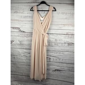 Joanna August Ceremony Dress Women's Small Blush Wrap V Neck Maxi Gown Formal
